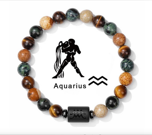 Aquarius Yellow Tiger Eye Black Bracelet 18-19cm