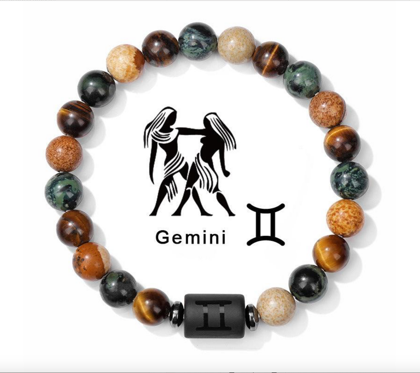 Gemini Yellow Tiger Eye Black Bracelet 18-19cm