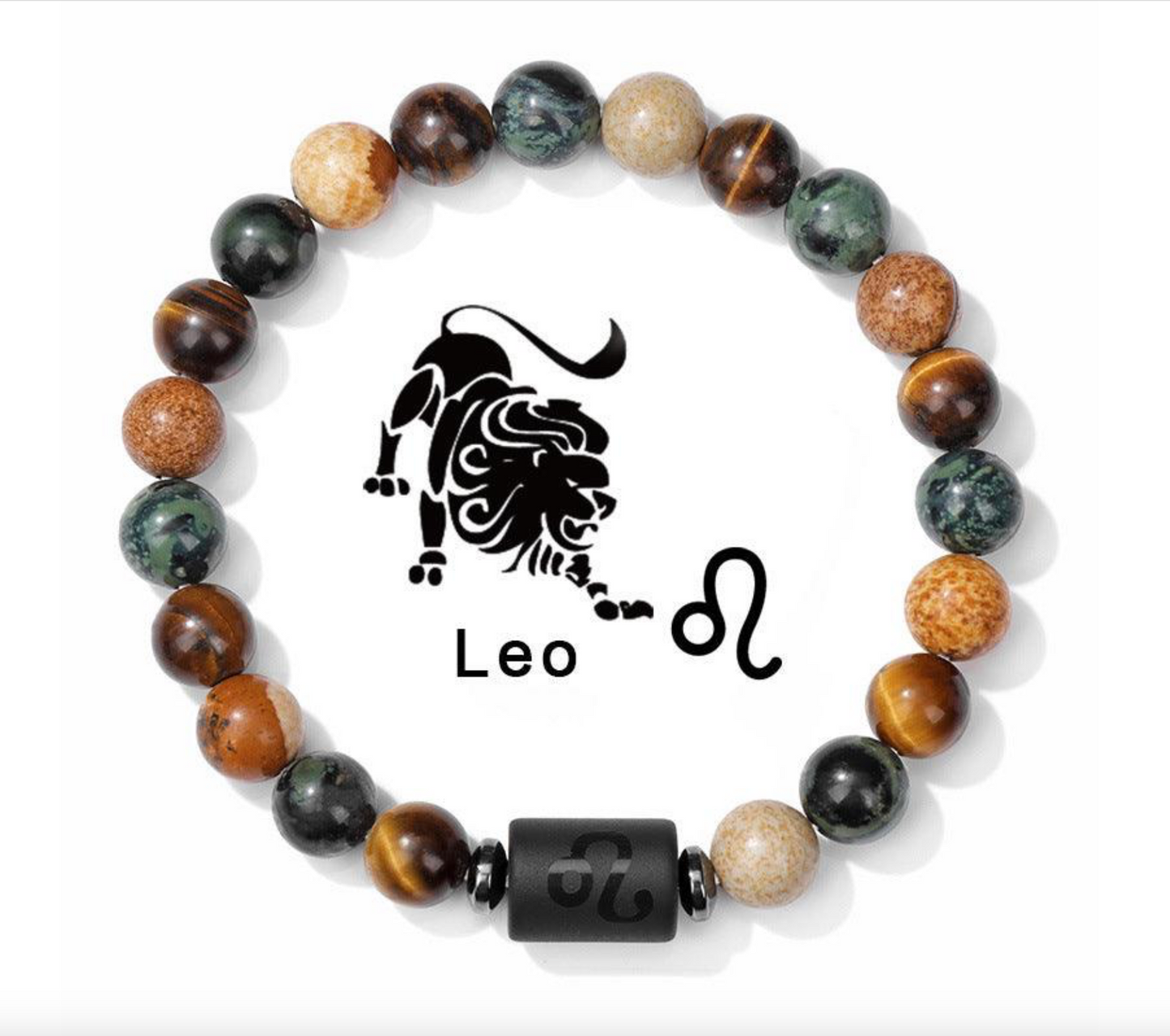 Leo Yellow Tiger Eye Black Bracelet 18-19cm