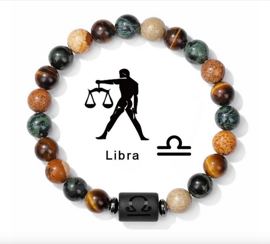 Libra Yellow Tiger Eye Black Bracelet 18-19cm