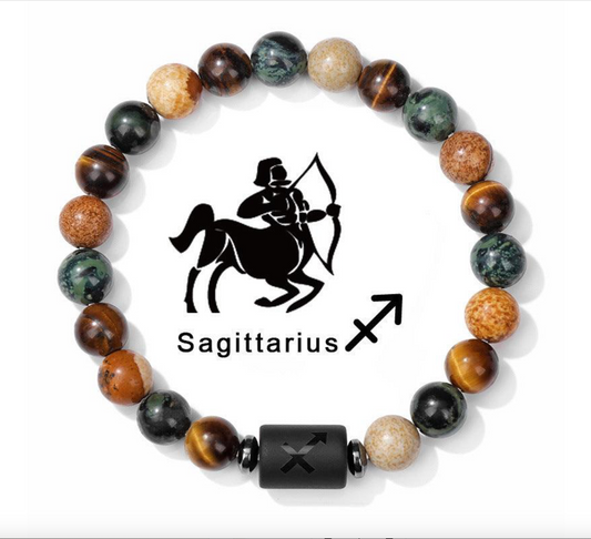 Sagittarius Yellow Tiger Eye Black Bracelet 18-19cm