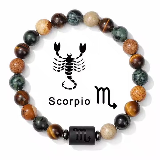 Scorpio Yellow Tiger Eye Black Bracelet 18-19cm