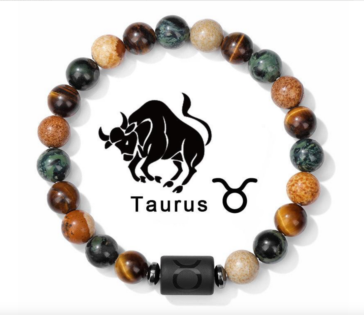 Taurus Yellow Tiger Eye Black Bracelet 18-19cm