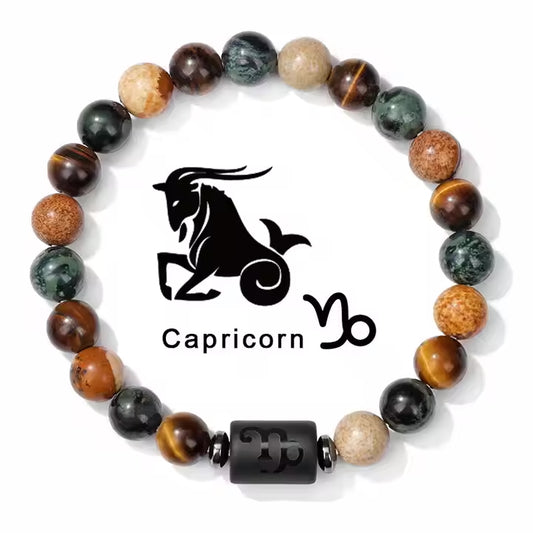 Capricorn Yellow Tiger Eye Black Bracelet 18-19cm